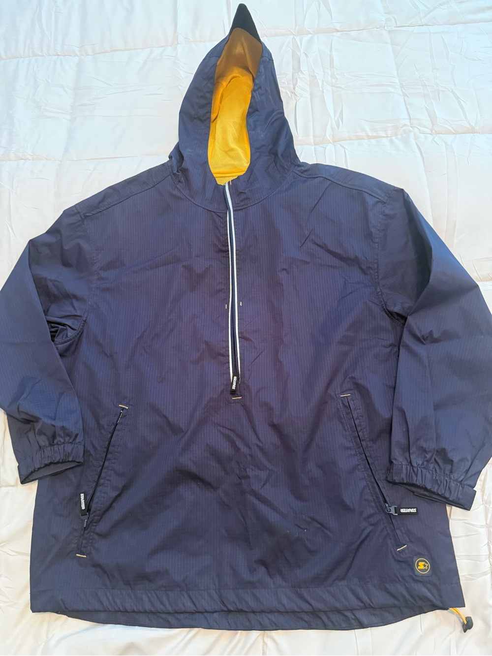 STARTER Navy Windbreaker with Yellow Hood Lining